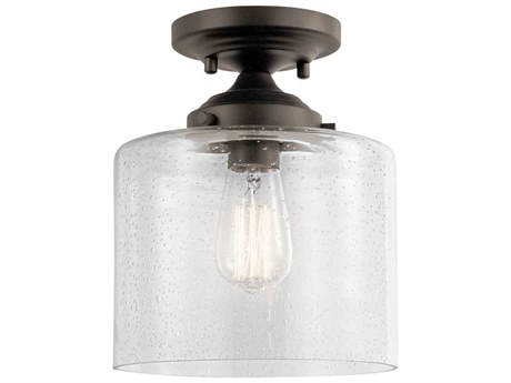 Kichler Winslow 1-Light Olde Bronze Glass Cylinder Semi Flush Mount