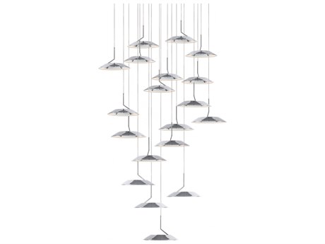 Koncept Royyo 19-Light Chrome Matte White LED Round Pendant