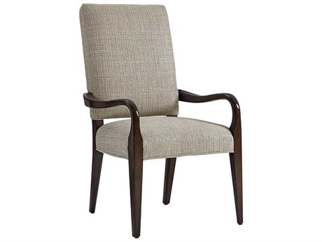 Lexington Laurel Canyon Solid Wood Gray Upholstered Arm Dining Chair