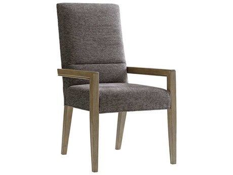 Lexington Shadow Play Solid Wood Gray Upholstered Arm Dining Chair
