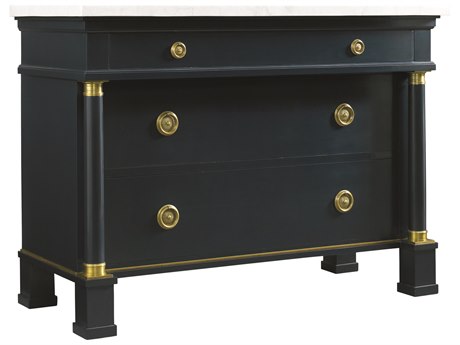 Lillian August Classics Hartman White Marble Cobalt Solid Brass Blue Hardwood Accent Chest