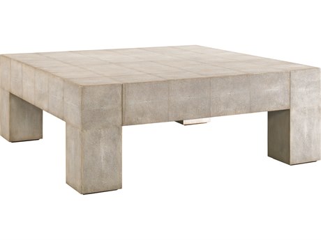 Lillian August Modern Archives Gavin Square Leather Pearl White Shagreen Cocktail Table