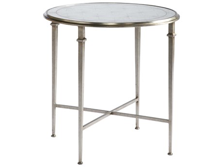 Lillian August Classics Barlow Round Aged Silver Leaf Eglomise End Table