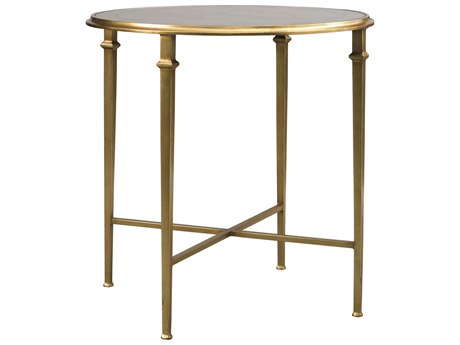 Lillian August Classics Barlow Round Eglomise Aged Gold End Table