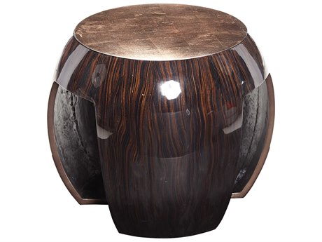 Lillian August Modern Living Asian Round Wood Makassar Ebony End Table