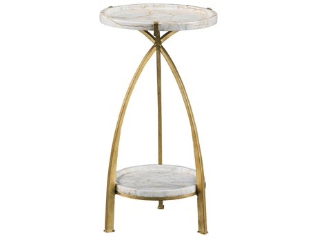 Lillian August Modern Living Cosmos Round Century Marble Brushed Gold End Table