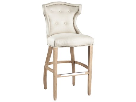 Lillian August Upholstery Quinn Upholstered Natural Wood Tobar Linen Limewood Bar Stool