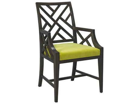 Lillian August Upholstery Glenn Walnut Wood Brown Upholstered Arm Dining Chair