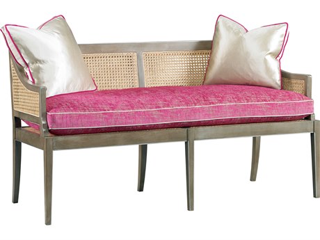 Lillian August Upholstery Kendal Tyndall Fuchsia Stone Pewter Striping Upholstered Loveseat