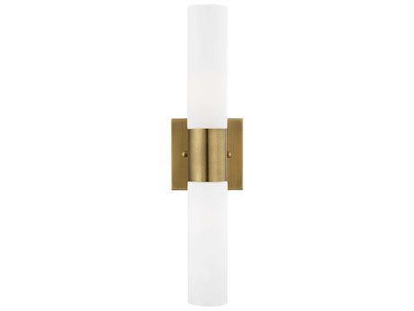 Livex Lighting Aero 2-Light Antique Brass Glass Wall Sconce