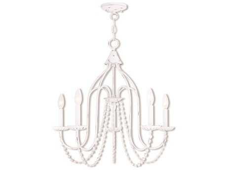 Livex Lighting Alessia 5-Light Antique White Crystal Candelabra Chandelier