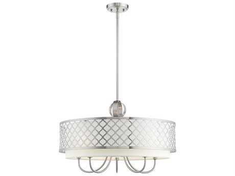 Livex Lighting Arabesque 6-Light Brushed Nickel Drum Round Chandelier