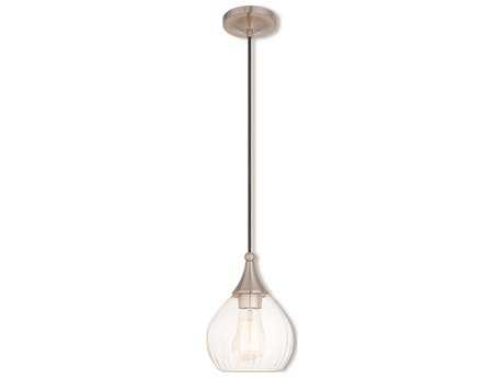Livex Lighting Art Glass 1-Light Brushed Nickel Bell Mini Pendant