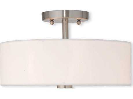 Livex Lighting Brighton 2-Light Brushed Nickel Drum Round Semi Flush Mount