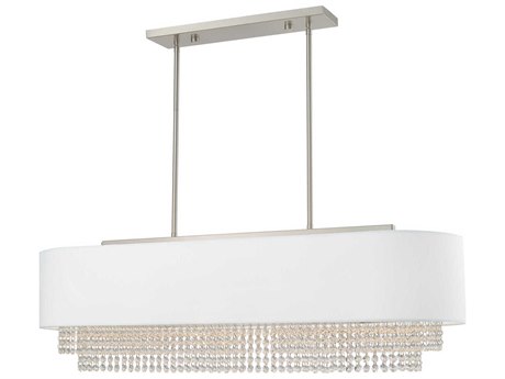 Livex Lighting Carlisle 5-Light Brushed Nickel Crystal Geometric Round Island Pendant
