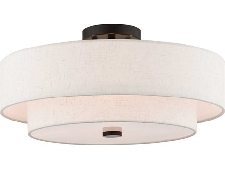 Livex Lighting Claremont 4-Light English Bronze Drum Round Semi Flush Mount