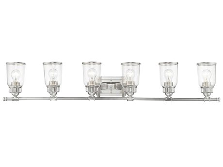 Livex Lighting Lawrenceville 6-Light Brushed Nickel Glass Vanity Light