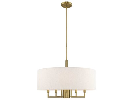 Livex Lighting Meridian 5-Light Antique Brass Candelabra Drum Round Chandelier