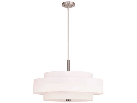 Livex Lighting Meridian 5-Light Brushed Nickel Cylinder Drum Pendant