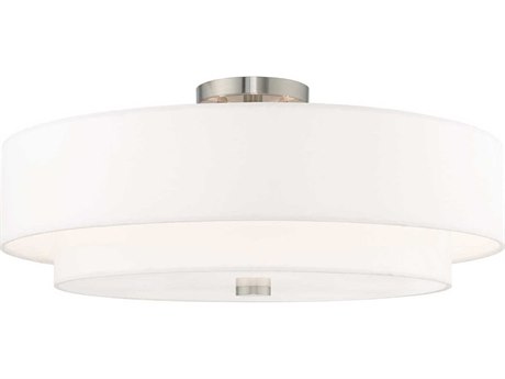 Livex Lighting Meridian Brushed Nickel Drum Round Semi Flush Mount