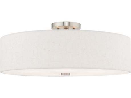 Livex Lighting Meridian Brushed Nickel Drum Round Semi Flush Mount