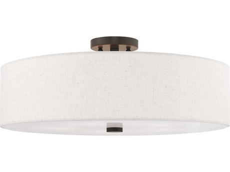 Livex Lighting Meridian English Bronze Drum Round Semi Flush Mount