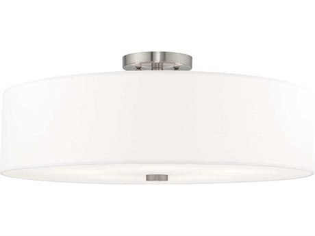 Livex Lighting Meridian Brushed Nickel Drum Round Semi Flush Mount
