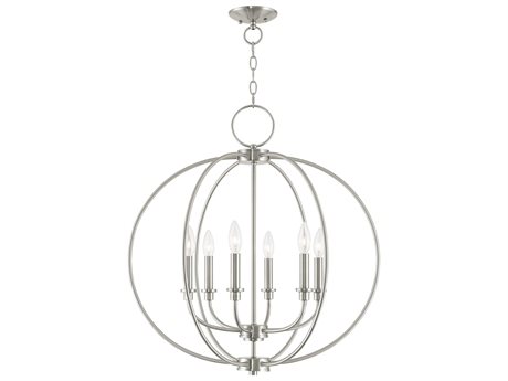 Livex Lighting Milania 6-Light Brushed Nickel Candelabra Round Chandelier