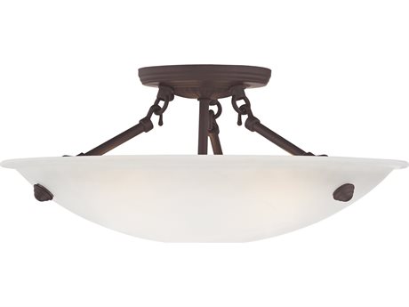 Livex Lighting Oasis 3-Light Bronze Copper Glass Bowl Semi Flush Mount