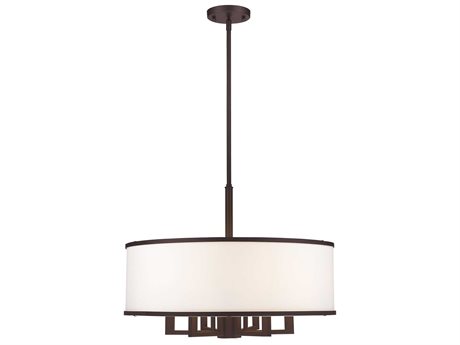 Livex Lighting Park Ridge 6 + 1 Bronze Drum Round Chandelier