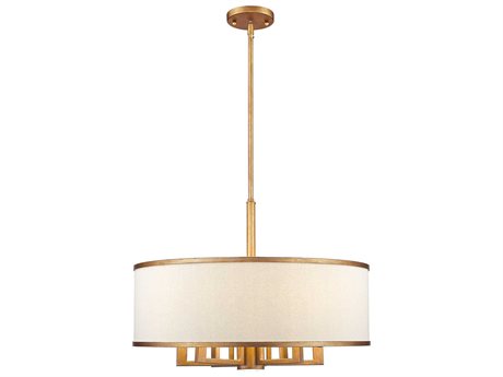 Livex Lighting Park Ridge 6-Light Hand Painted Antique Gold Leaf Drum Round Pendant
