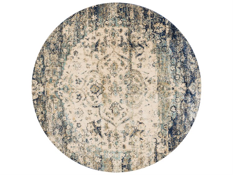 Loloi Rugs Anastasia Af 06 Round Blue Ivory Area Rug Loloi Rugs Anastasia Af 06 Round Blue