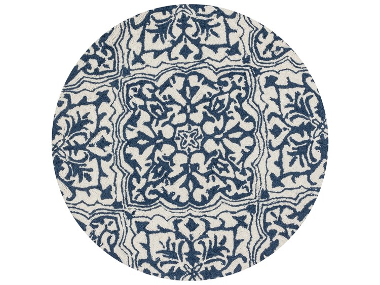 Loloi Rugs Francesca Fc 36 3 0 Round Ivory Blue Area Rug