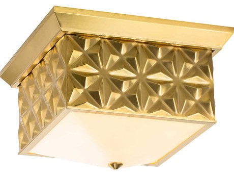 Lucas McKearn Alpha 4-Light Aged Brass Glass Geometric Flush Mount