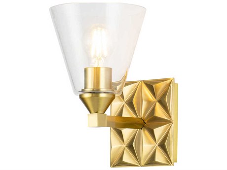 Lucas McKearn Alpha 1-Light Aged Brass Glass Wall Sconce