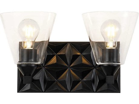Lucas McKearn Alpha 2-Light Matte Black Glass Vanity Light