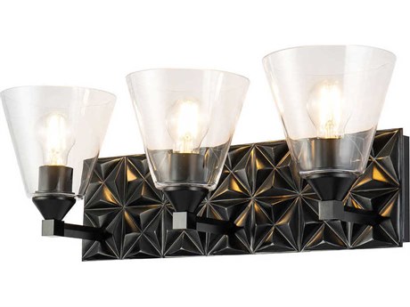 Lucas McKearn Alpha 3-Light Matte Black Glass Vanity Light