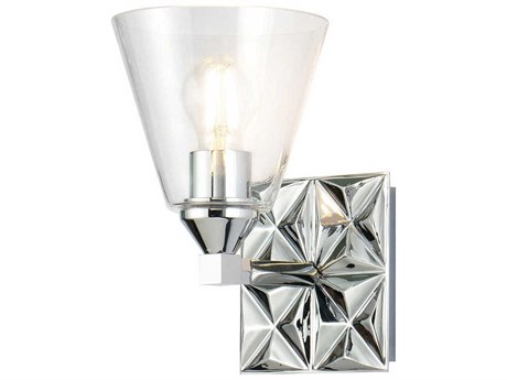 Lucas McKearn Alpha 1-Light Polished Chrome Glass Wall Sconce