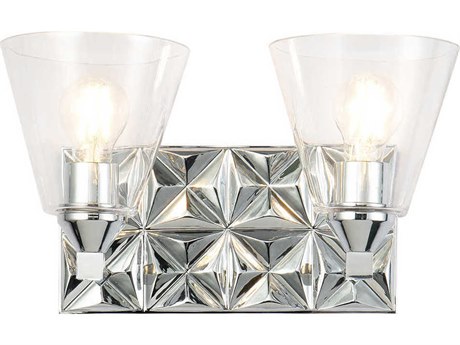 Lucas McKearn Alpha 2-Light Polished Chrome Glass Vanity Light