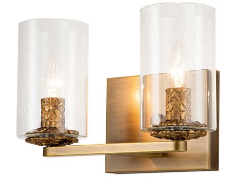 Lucas McKearn Bolivar 2-Light Antique Brass Glass Vanity Light