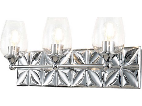 Lucas McKearn Epsilon 3-Light Polished Chrome Glass Vanity Light