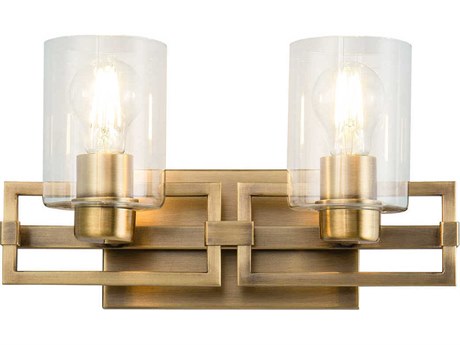 Lucas McKearn Estes 2-Light Antique Brass Glass Vanity Light