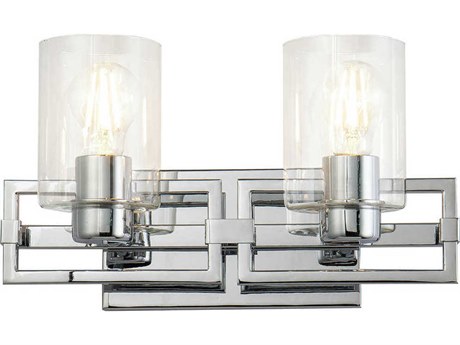 Lucas McKearn Estes 2-Light Polished Chrome Glass Vanity Light