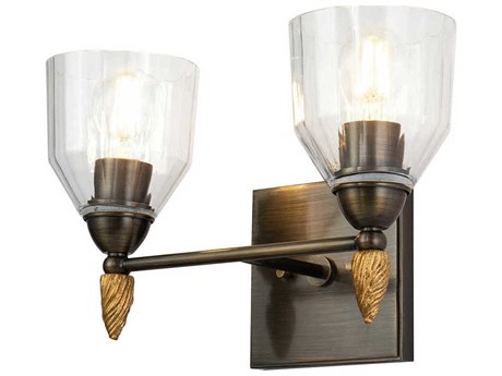 Lucas McKearn Felice 2-Light Dark Bronze Glass Vanity Light