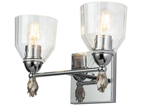Lucas McKearn Felice 2-Light Polished Chrome Glass Vanity Light