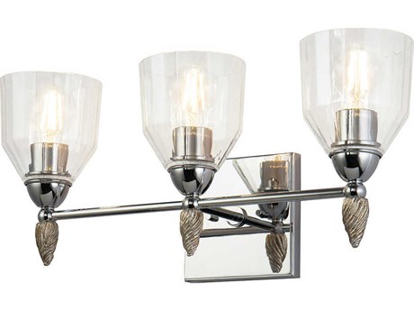 Lucas McKearn Felice 3-Light Polished Chrome Glass Vanity Light