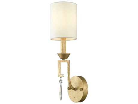 Lucas McKearn Lemuria 1-Light Distressed Gold Crystal Wall Sconce
