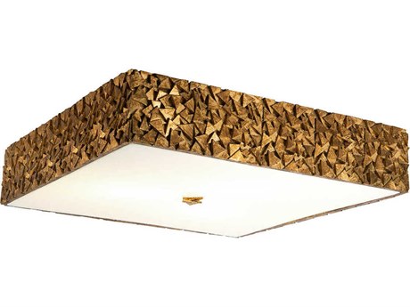 Lucas McKearn Mosaic 4-Light Gold Glass Geometric Flush Mount