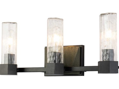 Lucas McKearn Navarre 3-Light Black Grey Glass Vanity Light