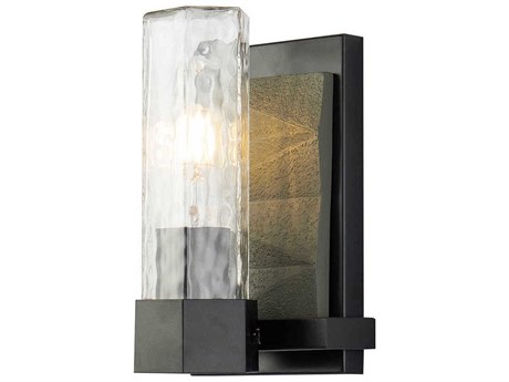 Lucas McKearn Navarre 1-Light Black Grey Glass Wall Sconce